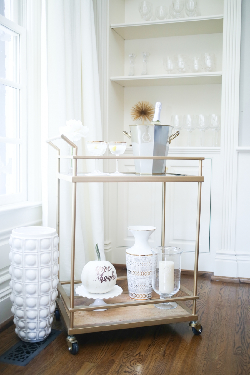 Decorate your bar cart for the Holidays by Fashionable Hostess