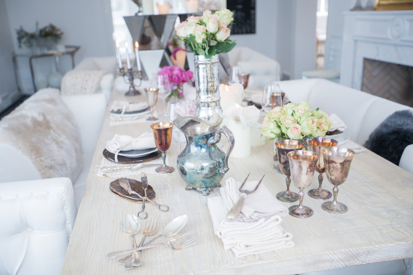Antiques mix and match for centerpieces