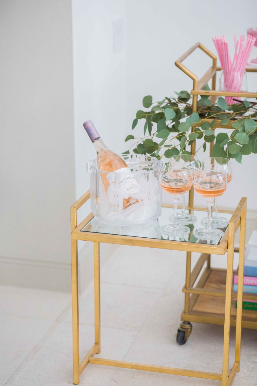 Rosé Bar Cart by Fashionable Hostess - Wine and Glasses