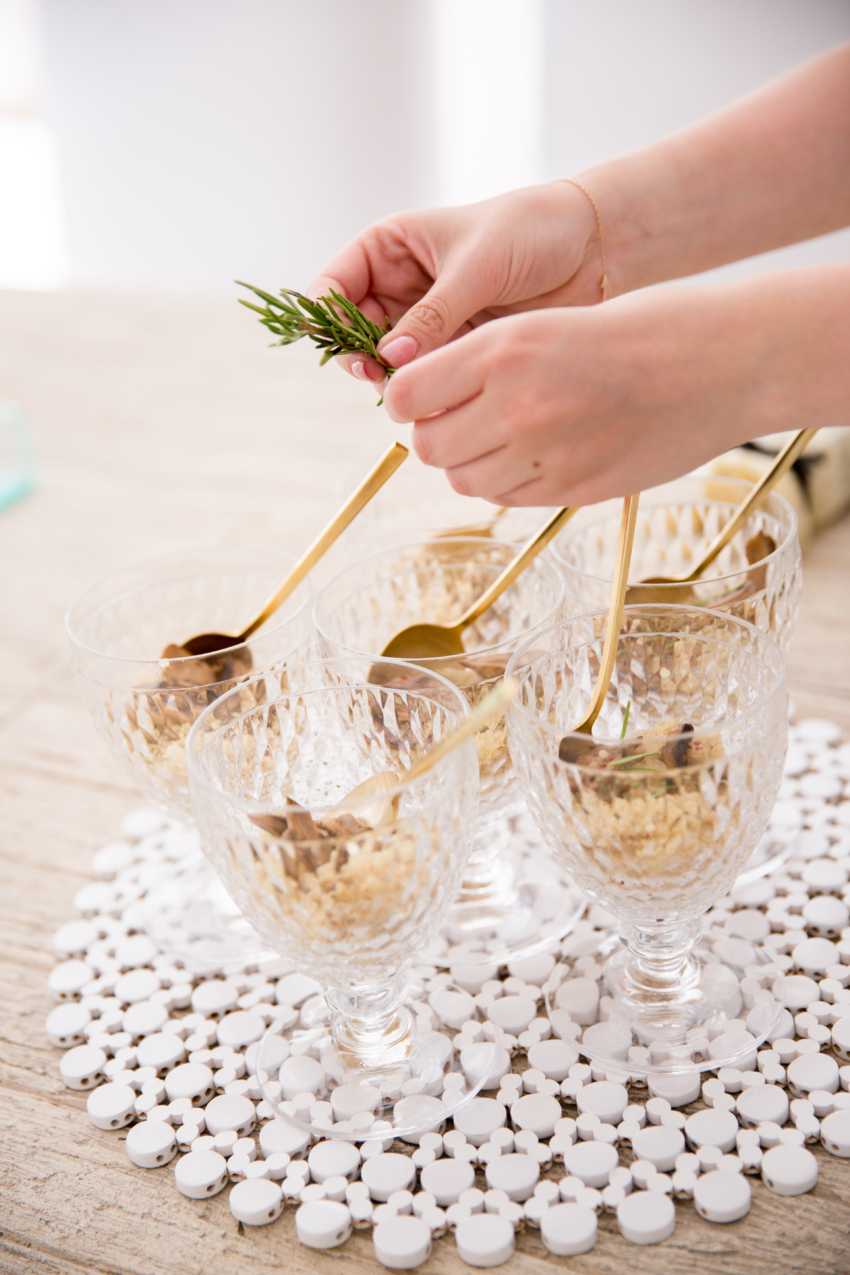 Rissoto appateizer cups by Fashionable Hostess at the Bellinis & Blooms Party
