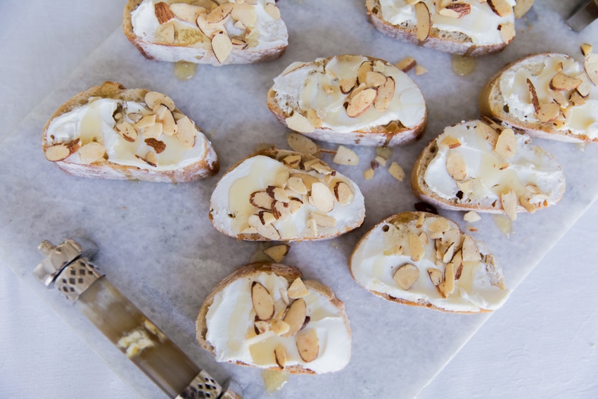 chevre-goat-cheese-crostini-with-drizzled-agave-and-almonds-appetizer-by-fashionable-hostess11