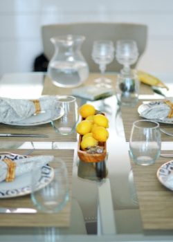 lemon centerpiece arrangement summer dinner party