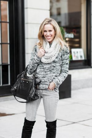 Amanda Gluck of Fashionable Hostess in Flatiron NYC wearing Alice & Olivia, Stuart Weitzmann and Balenciaga