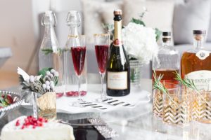 Host a Holiday Cocktail Party Ideas - Champagne Holiday Cocktails, Winter Flowers, and Bourbon Holiday Drinks