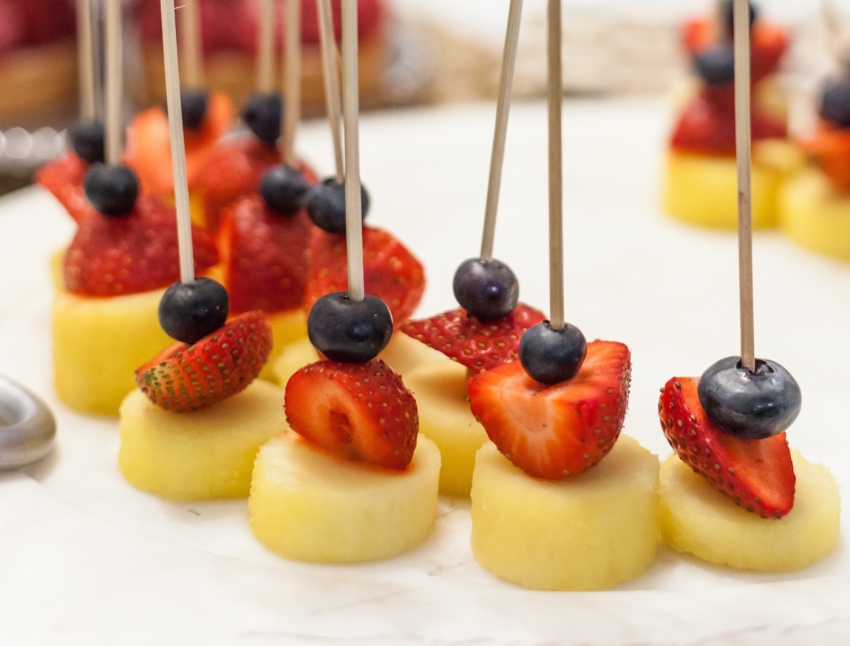 pinapple, strawberry, blueberry fruit skewers - Fashionable Hostess