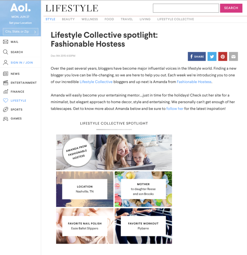 Fashionable Hostess Spotlight On Aol Lifestyle Collective