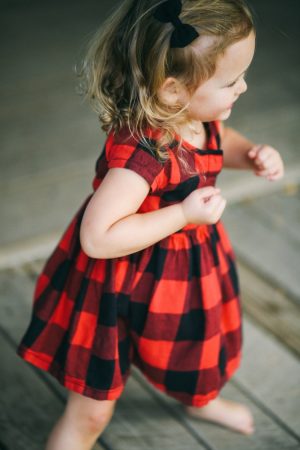 navy and red plaid dress