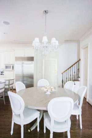 Circular Grey Kitchen Table off all White Kitchen with Serena and Lily ...