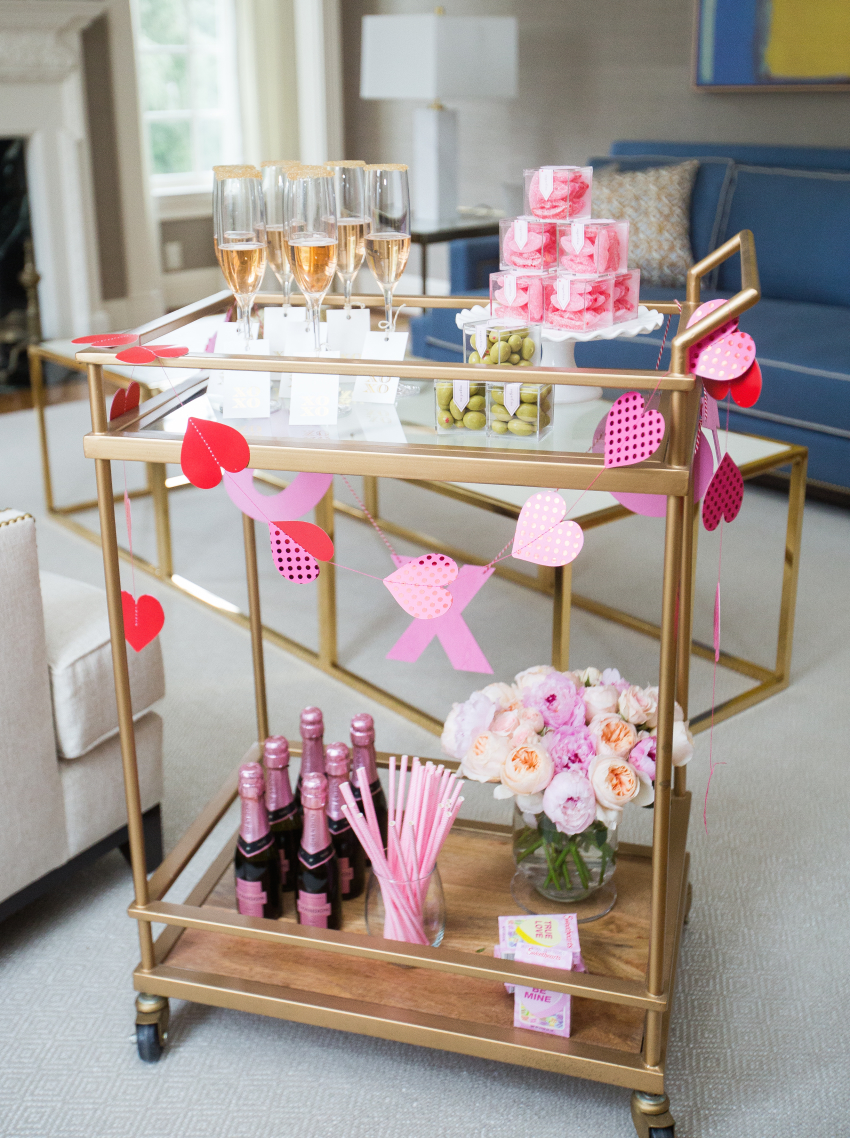 Style your Valentine's Day Bar Cart by FashionableHostess.com