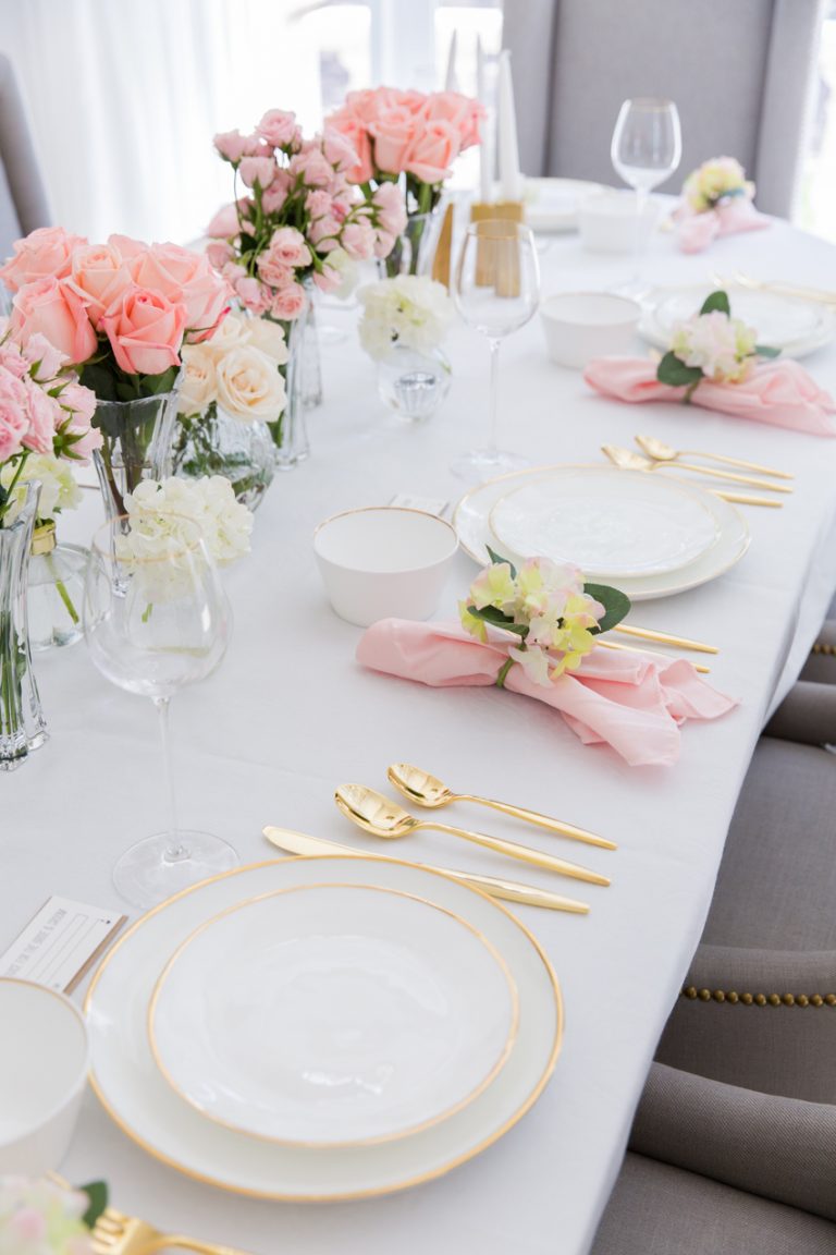 Pink Bridal Shower Tablescape – Fashionable Hostess