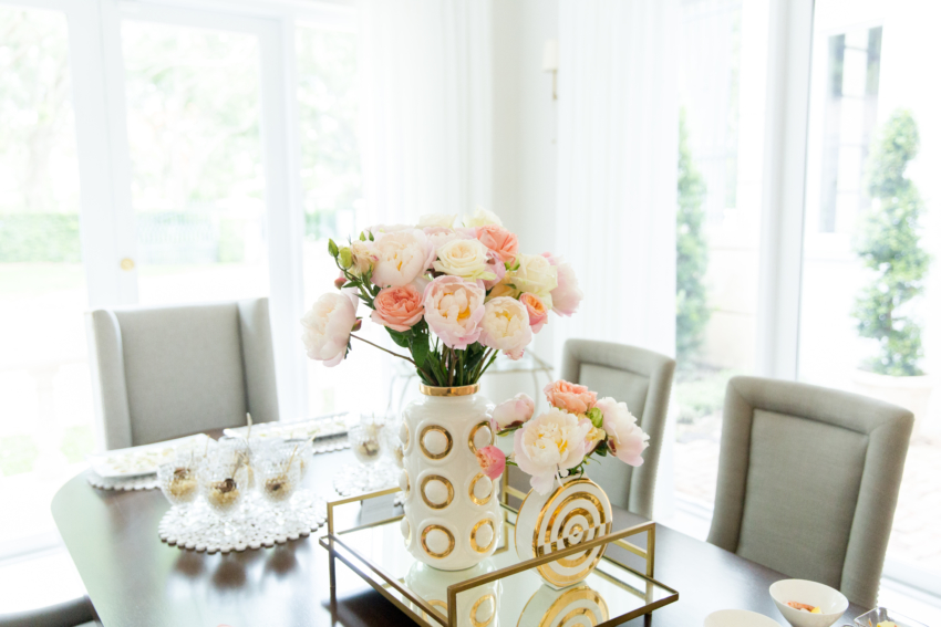 Peony Arrangements by Crowns by Christy + Food by Fashionable Hostess at the Bellinis & Blooms Party