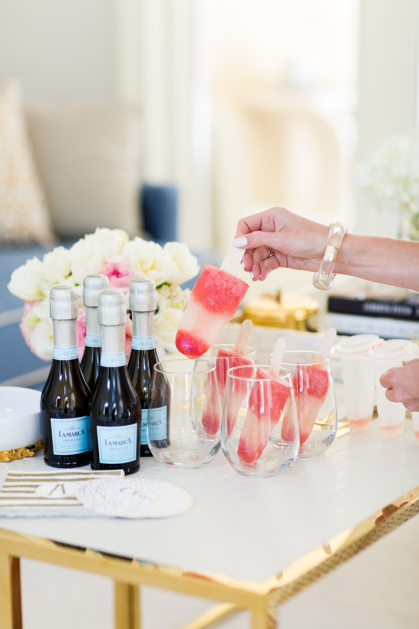 Striped Prosecco Popsicles by Fashionable Hostess - a collaboration with LaMarca and Gilt City