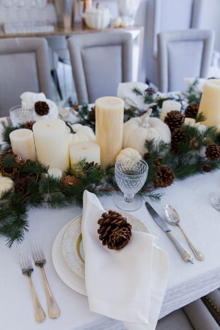 Thanksgiving Garland & Candle Centerpiece - Fashionable Hostess