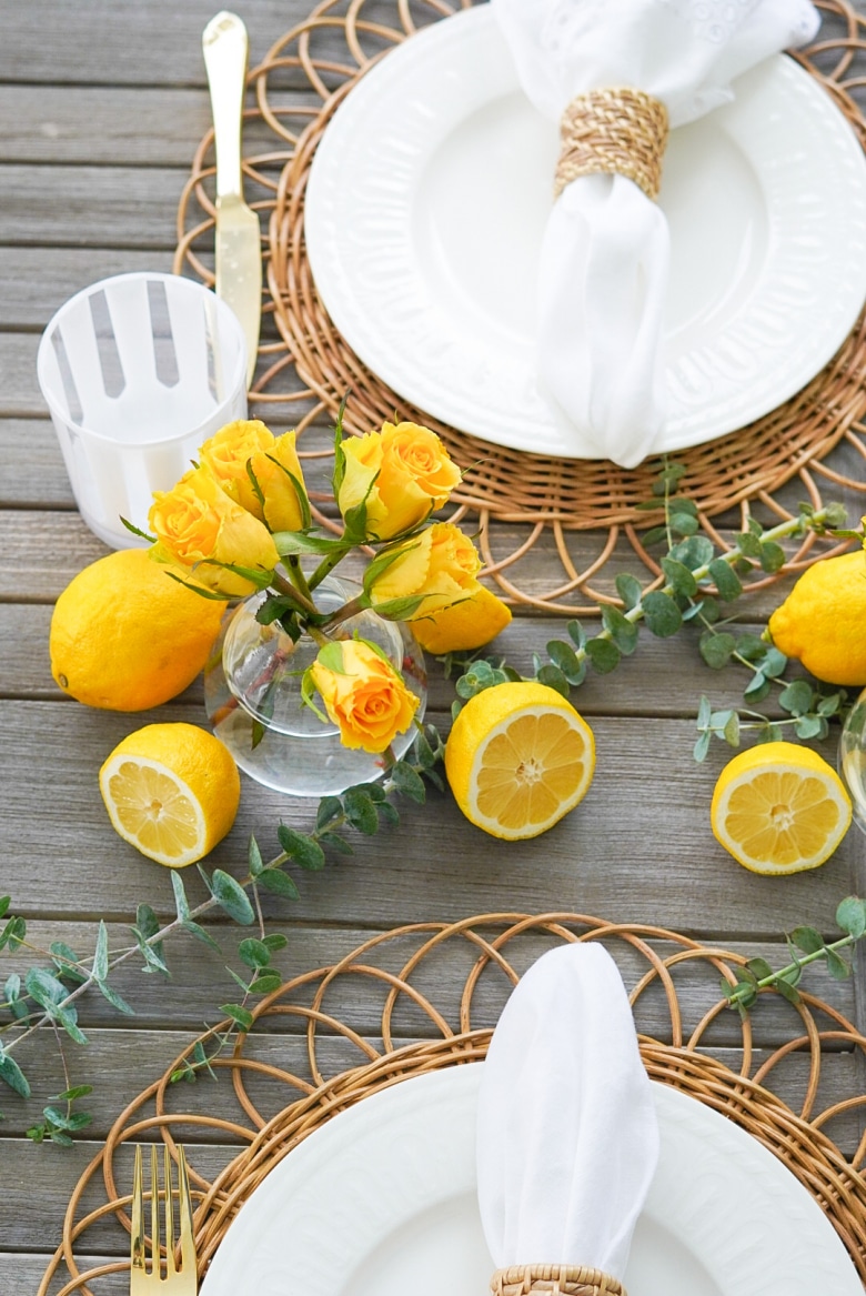 Simple Lemon Tablescape - Fashionable Hostess