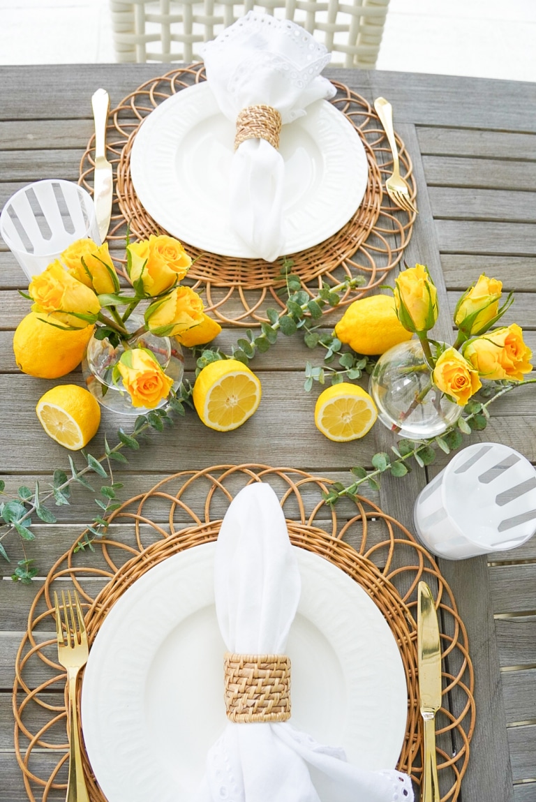 Simple Lemon Tablescape - Fashionable Hostess